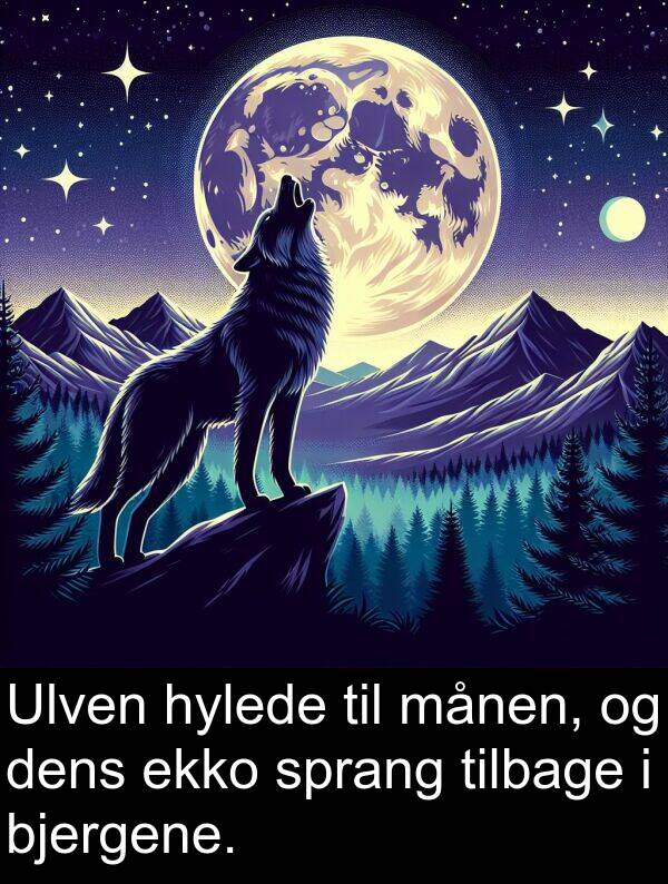månen: Ulven hylede til månen, og dens ekko sprang tilbage i bjergene.