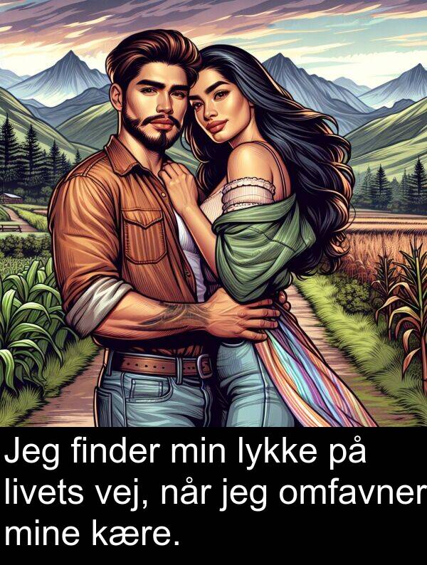 kære: Jeg finder min lykke på livets vej, når jeg omfavner mine kære.