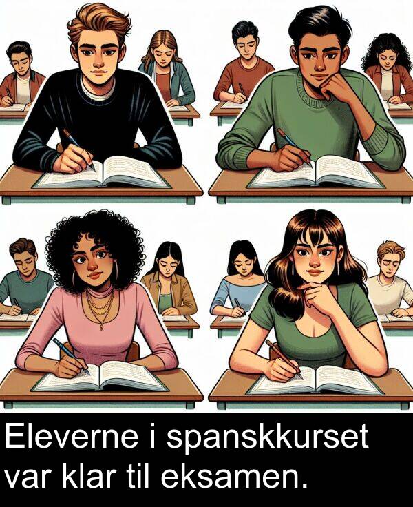 eksamen: Eleverne i spanskkurset var klar til eksamen.