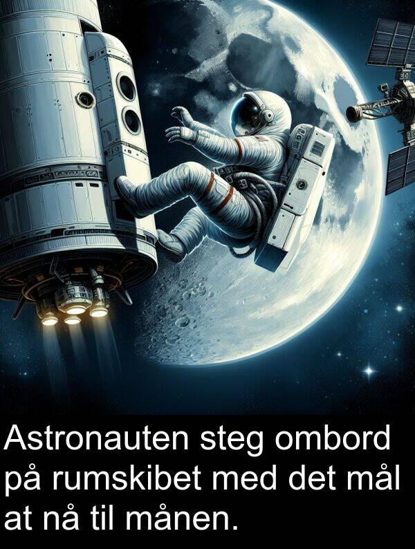 månen: Astronauten steg ombord på rumskibet med det mål at nå til månen.