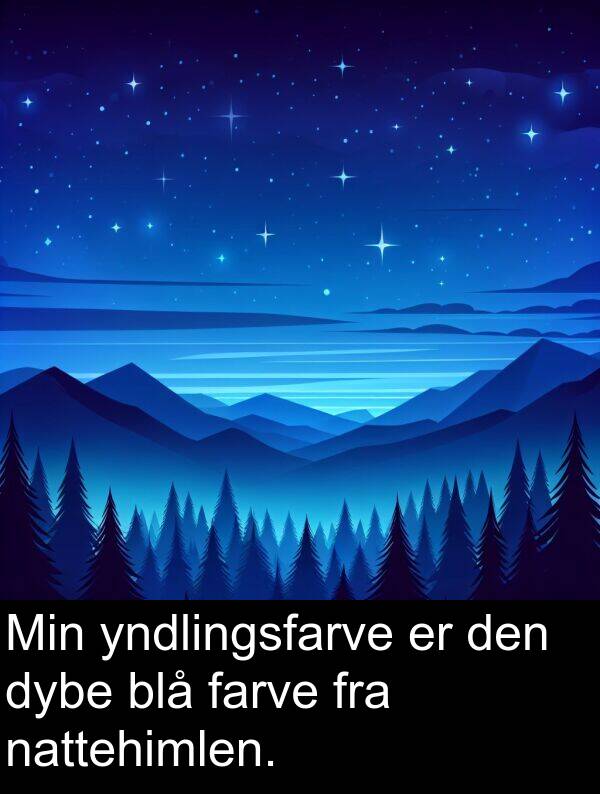 yndlingsfarve: Min yndlingsfarve er den dybe blå farve fra nattehimlen.
