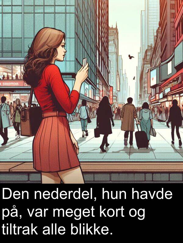 kort: Den nederdel, hun havde på, var meget kort og tiltrak alle blikke.