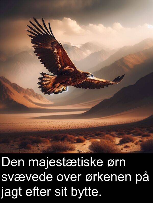efter: Den majestætiske ørn svævede over ørkenen på jagt efter sit bytte.