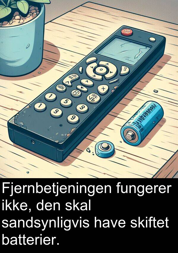 batterier: Fjernbetjeningen fungerer ikke, den skal sandsynligvis have skiftet batterier.