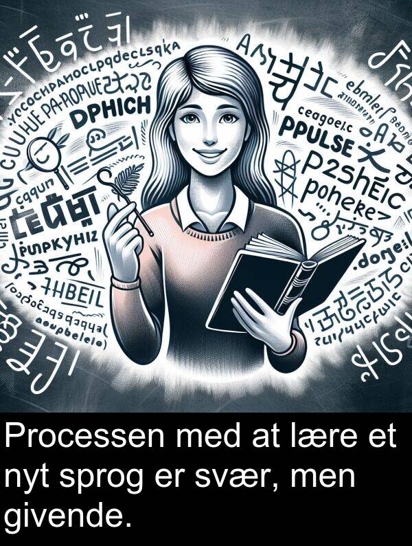 svær: Processen med at lære et nyt sprog er svær, men givende.