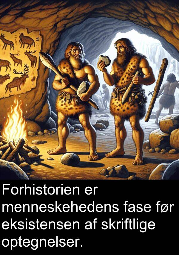 menneskehedens: Forhistorien er menneskehedens fase før eksistensen af skriftlige optegnelser.