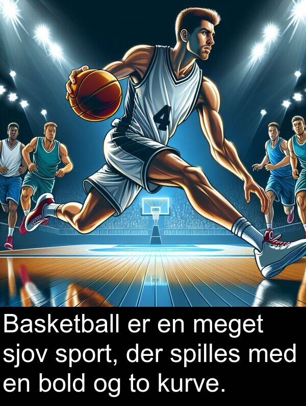 kurve: Basketball er en meget sjov sport, der spilles med en bold og to kurve.