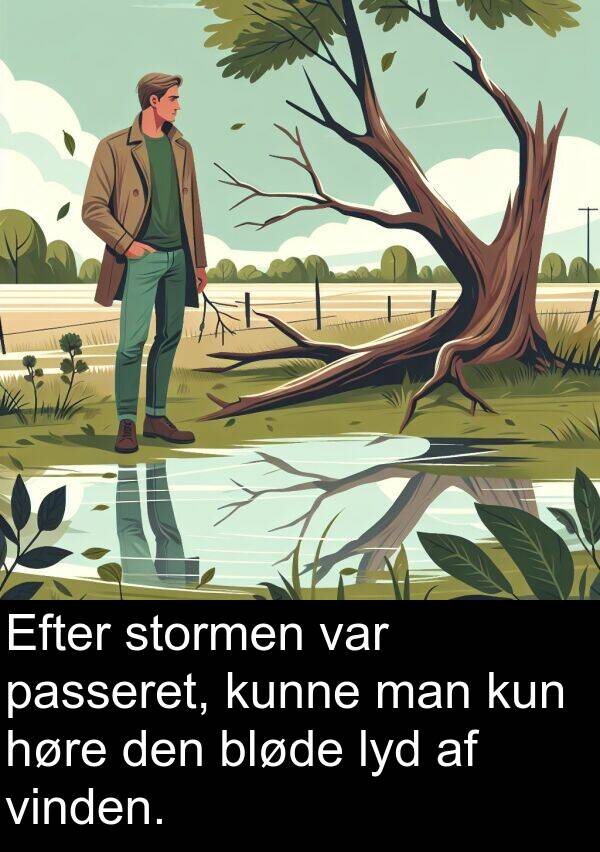 kun: Efter stormen var passeret, kunne man kun høre den bløde lyd af vinden.