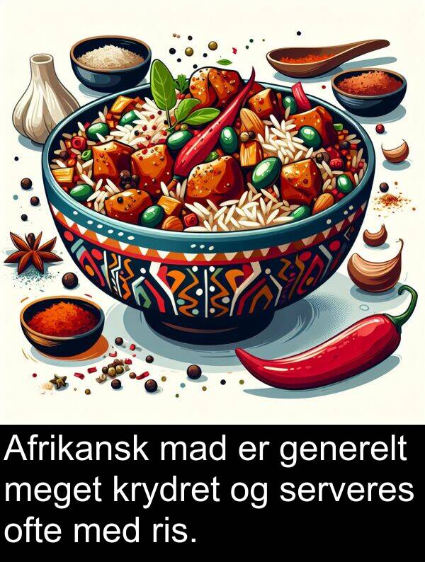 krydret: Afrikansk mad er generelt meget krydret og serveres ofte med ris.