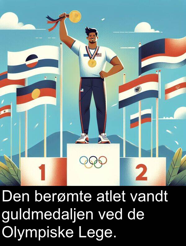 berømte: Den berømte atlet vandt guldmedaljen ved de Olympiske Lege.