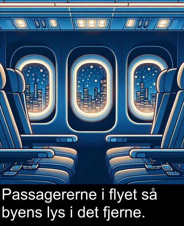 flyet: Passagererne i flyet så byens lys i det fjerne.