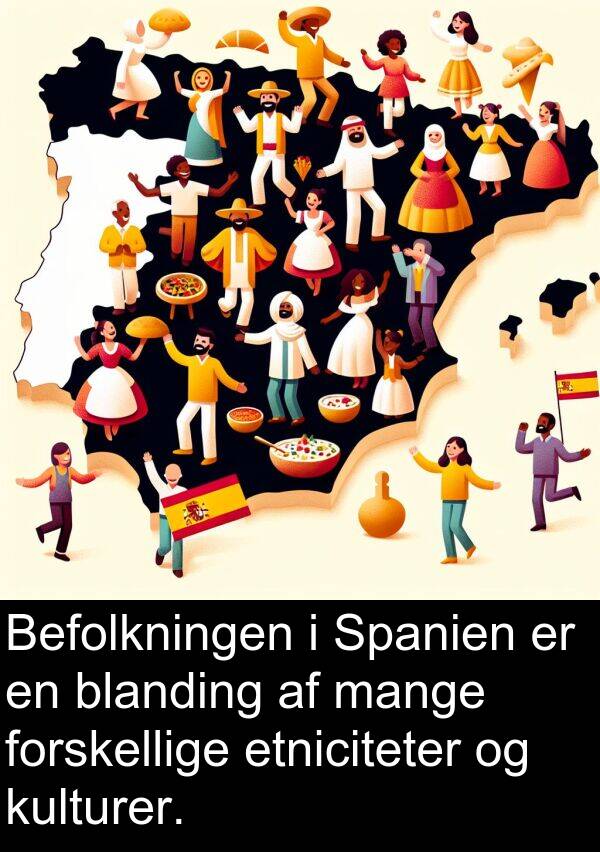 kulturer: Befolkningen i Spanien er en blanding af mange forskellige etniciteter og kulturer.
