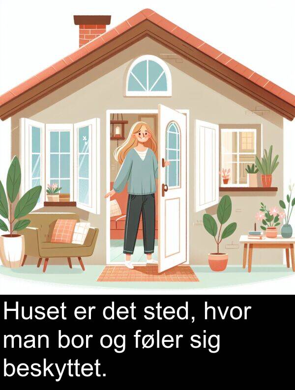 bor: Huset er det sted, hvor man bor og føler sig beskyttet.