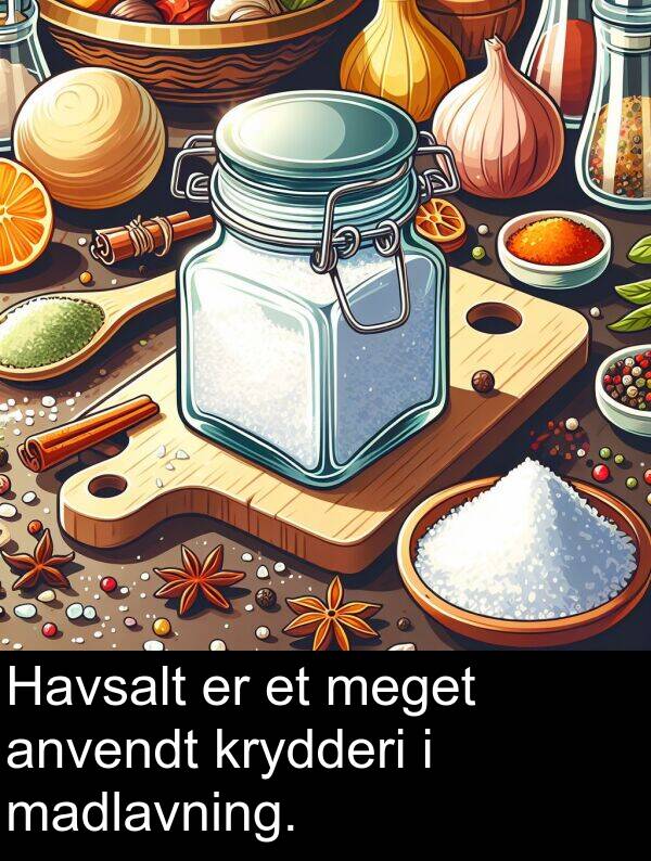 krydderi: Havsalt er et meget anvendt krydderi i madlavning.