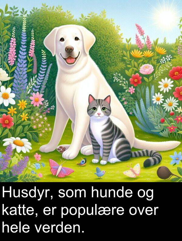 katte: Husdyr, som hunde og katte, er populære over hele verden.