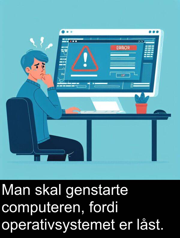 genstarte: Man skal genstarte computeren, fordi operativsystemet er låst.