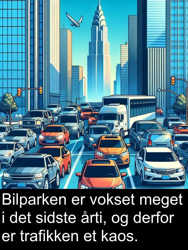årti: Bilparken er vokset meget i det sidste årti, og derfor er trafikken et kaos.