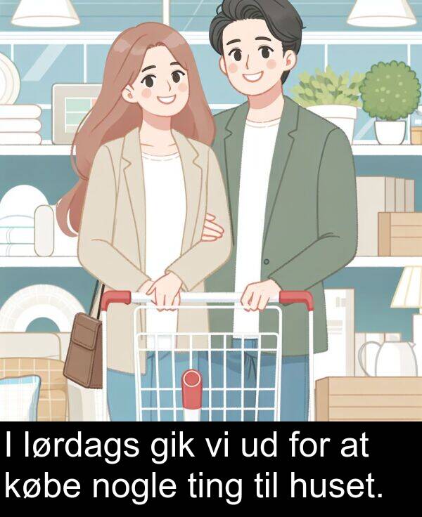 købe: I lørdags gik vi ud for at købe nogle ting til huset.