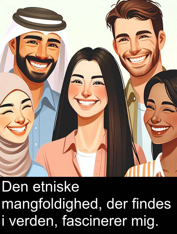 verden: Den etniske mangfoldighed, der findes i verden, fascinerer mig.