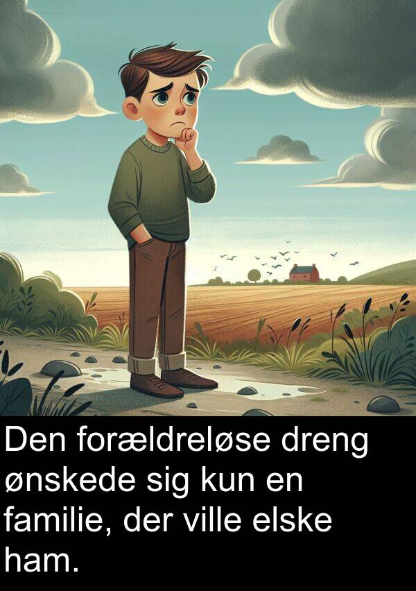 kun: Den forældreløse dreng ønskede sig kun en familie, der ville elske ham.