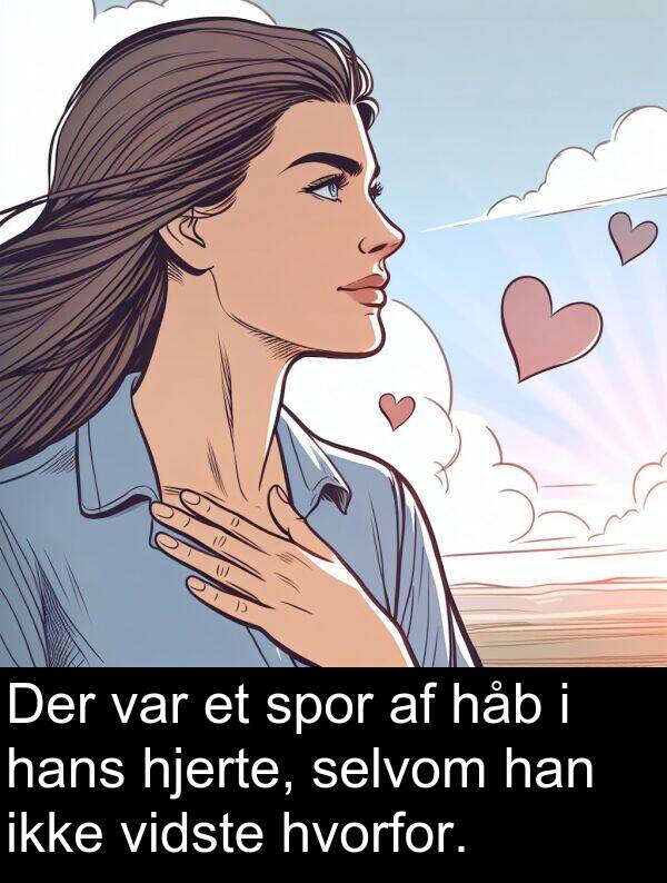 vidste: Der var et spor af håb i hans hjerte, selvom han ikke vidste hvorfor.