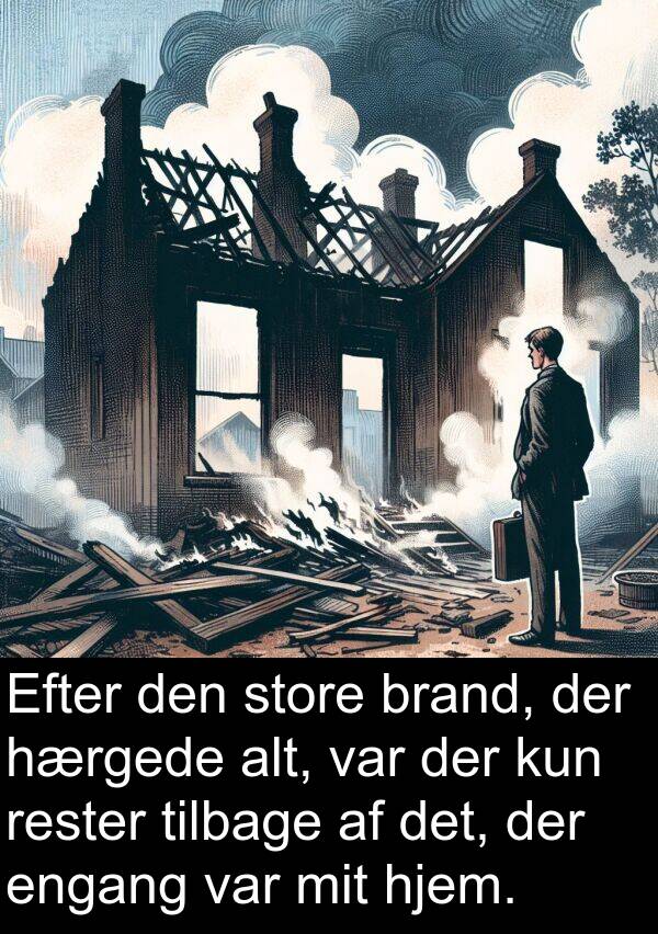 kun: Efter den store brand, der hærgede alt, var der kun rester tilbage af det, der engang var mit hjem.