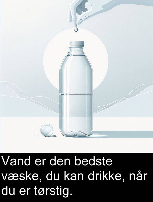 væske: Vand er den bedste væske, du kan drikke, når du er tørstig.