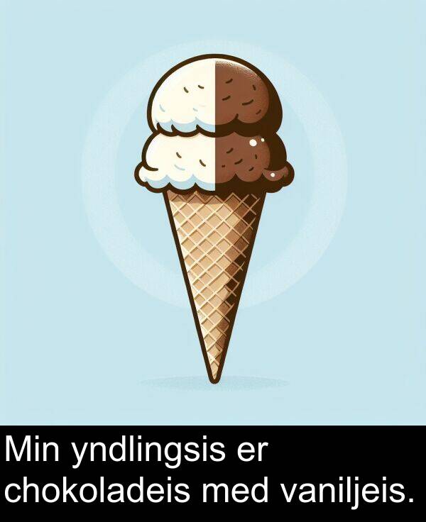 vaniljeis: Min yndlingsis er chokoladeis med vaniljeis.