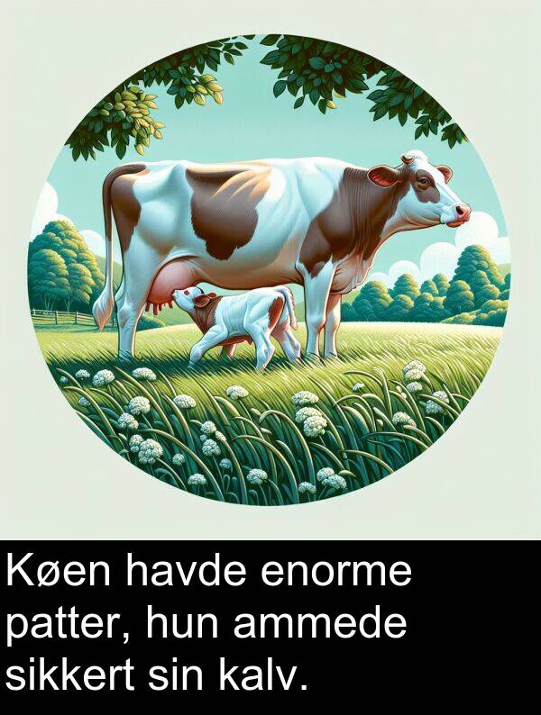 havde: Køen havde enorme patter, hun ammede sikkert sin kalv.