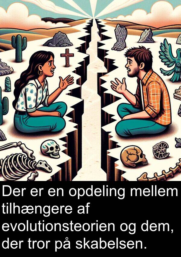 dem: Der er en opdeling mellem tilhængere af evolutionsteorien og dem, der tror på skabelsen.