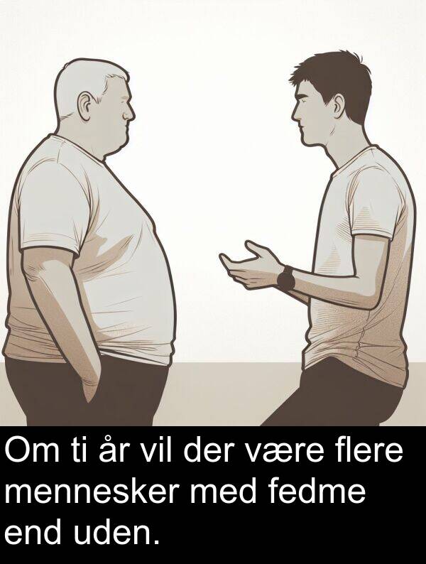 være: Om ti år vil der være flere mennesker med fedme end uden.