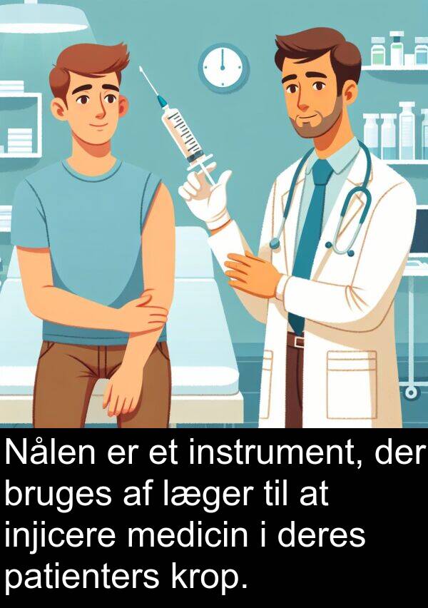 krop: Nålen er et instrument, der bruges af læger til at injicere medicin i deres patienters krop.