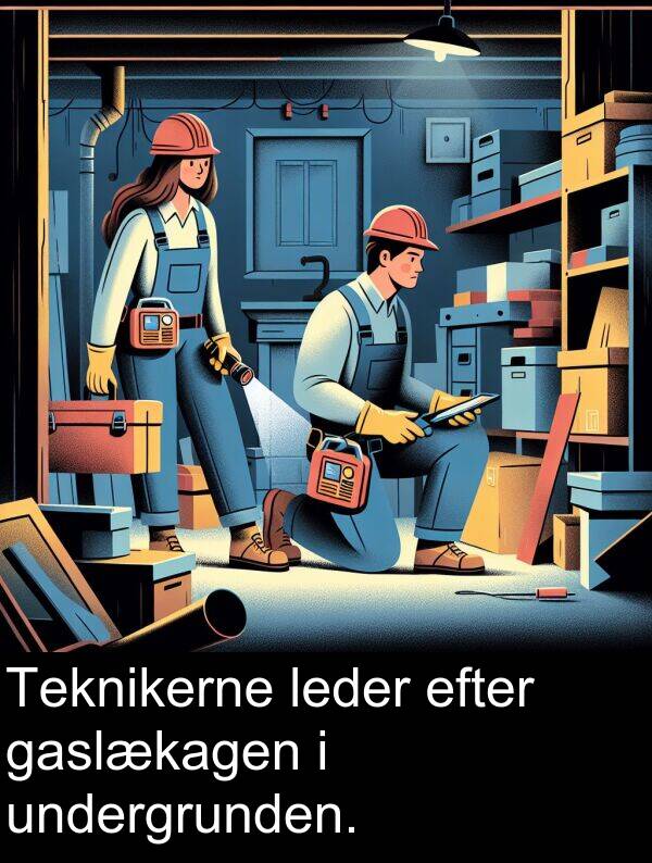 efter: Teknikerne leder efter gaslækagen i undergrunden.