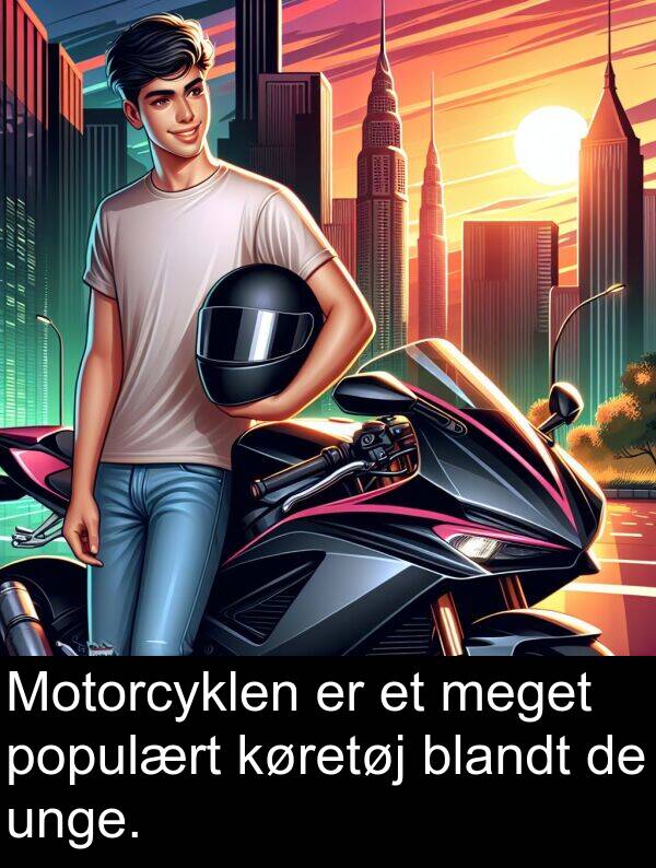 køretøj: Motorcyklen er et meget populært køretøj blandt de unge.