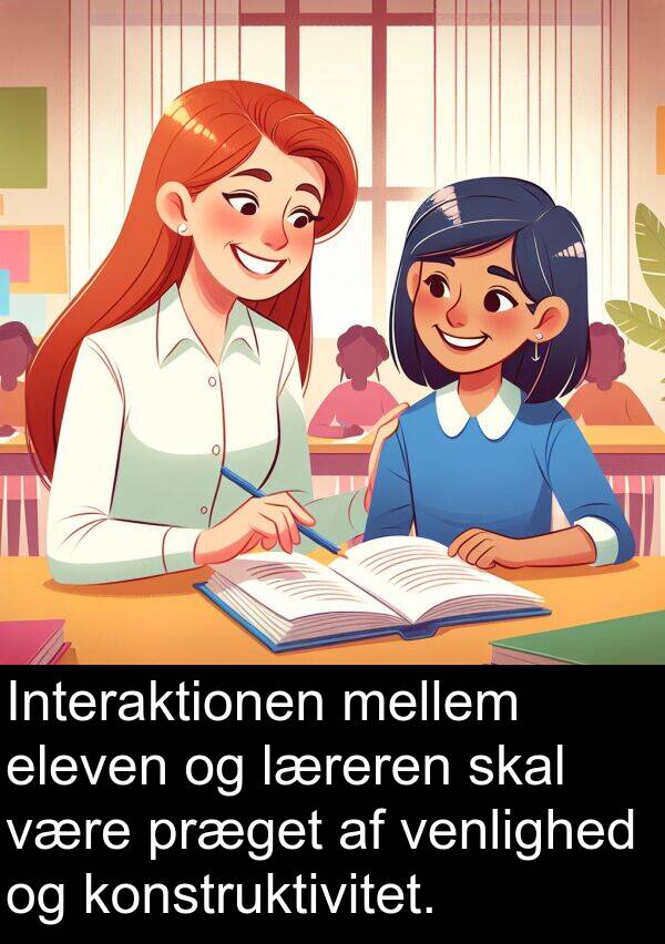 konstruktivitet: Interaktionen mellem eleven og læreren skal være præget af venlighed og konstruktivitet.