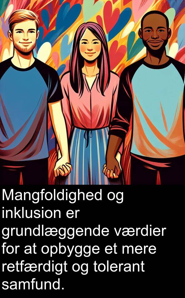 værdier: Mangfoldighed og inklusion er grundlæggende værdier for at opbygge et mere retfærdigt og tolerant samfund.