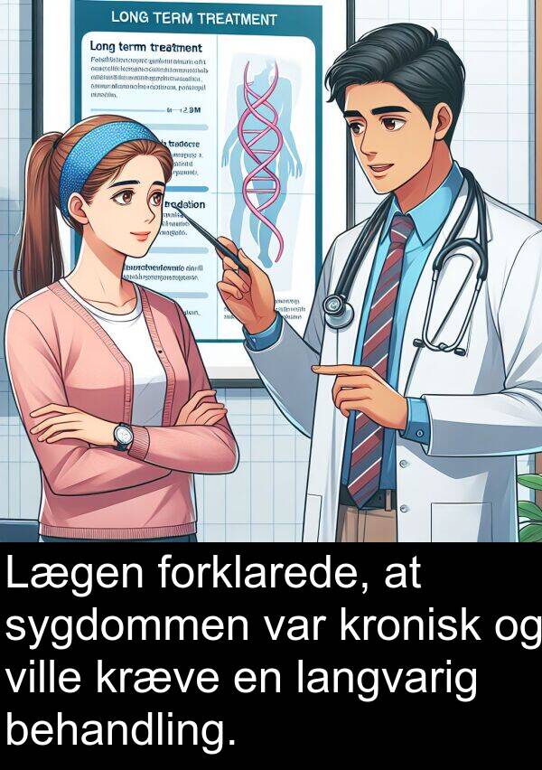 kronisk: Lægen forklarede, at sygdommen var kronisk og ville kræve en langvarig behandling.