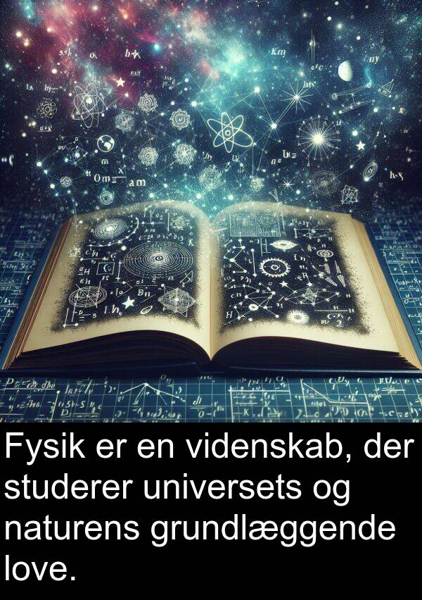 videnskab: Fysik er en videnskab, der studerer universets og naturens grundlæggende love.