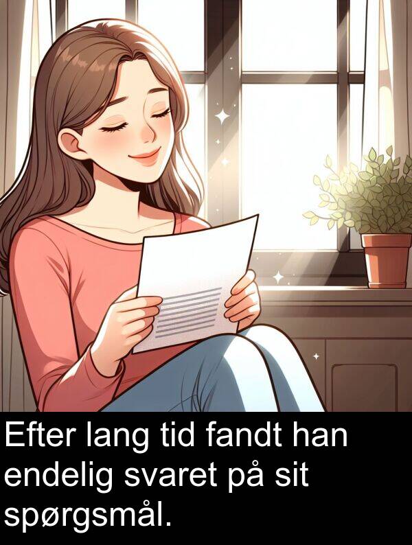 han: Efter lang tid fandt han endelig svaret på sit spørgsmål.