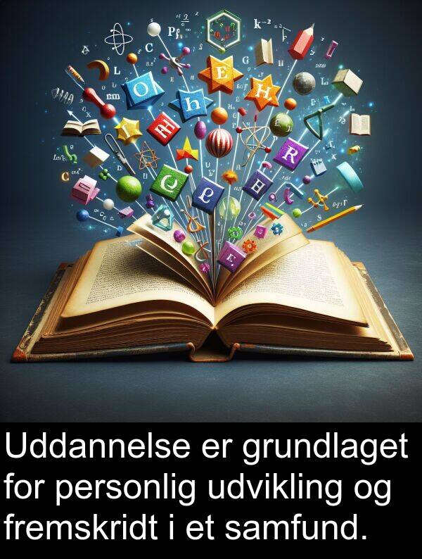 grundlaget: Uddannelse er grundlaget for personlig udvikling og fremskridt i et samfund.