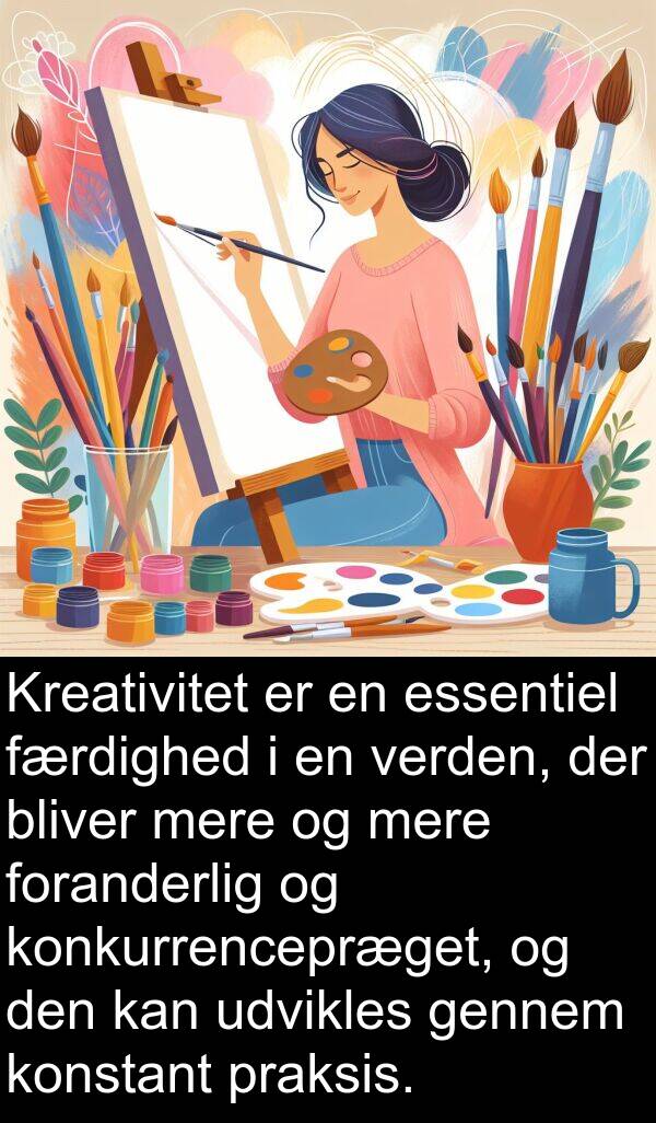 konstant: Kreativitet er en essentiel færdighed i en verden, der bliver mere og mere foranderlig og konkurrencepræget, og den kan udvikles gennem konstant praksis.