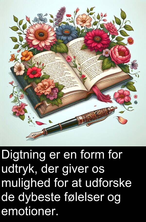 mulighed: Digtning er en form for udtryk, der giver os mulighed for at udforske de dybeste følelser og emotioner.