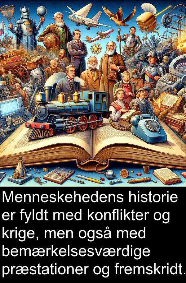 konflikter: Menneskehedens historie er fyldt med konflikter og krige, men også med bemærkelsesværdige præstationer og fremskridt.