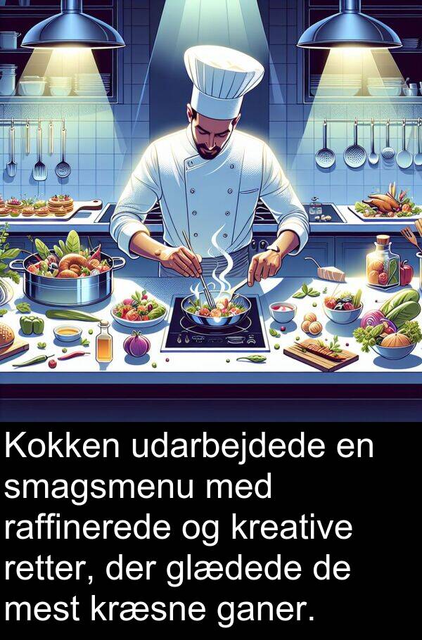 kræsne: Kokken udarbejdede en smagsmenu med raffinerede og kreative retter, der glædede de mest kræsne ganer.