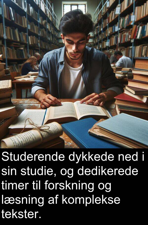 komplekse: Studerende dykkede ned i sin studie, og dedikerede timer til forskning og læsning af komplekse tekster.