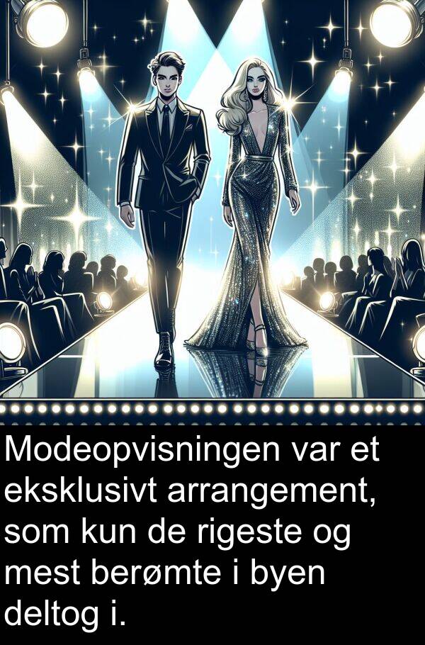 deltog: Modeopvisningen var et eksklusivt arrangement, som kun de rigeste og mest berømte i byen deltog i.