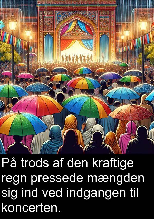 koncerten: På trods af den kraftige regn pressede mængden sig ind ved indgangen til koncerten.