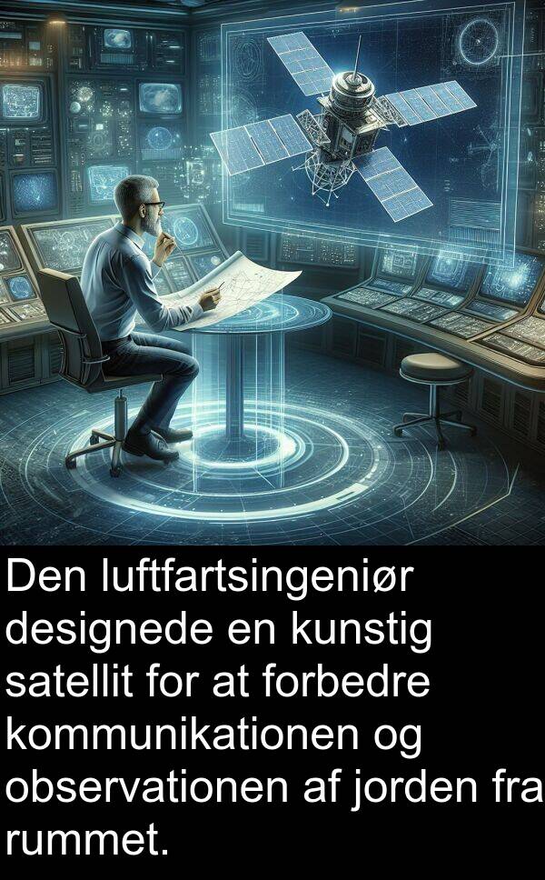 kunstig: Den luftfartsingeniør designede en kunstig satellit for at forbedre kommunikationen og observationen af jorden fra rummet.