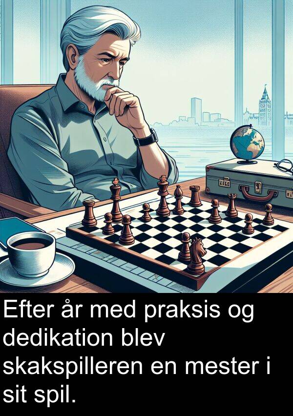 mester: Efter år med praksis og dedikation blev skakspilleren en mester i sit spil.