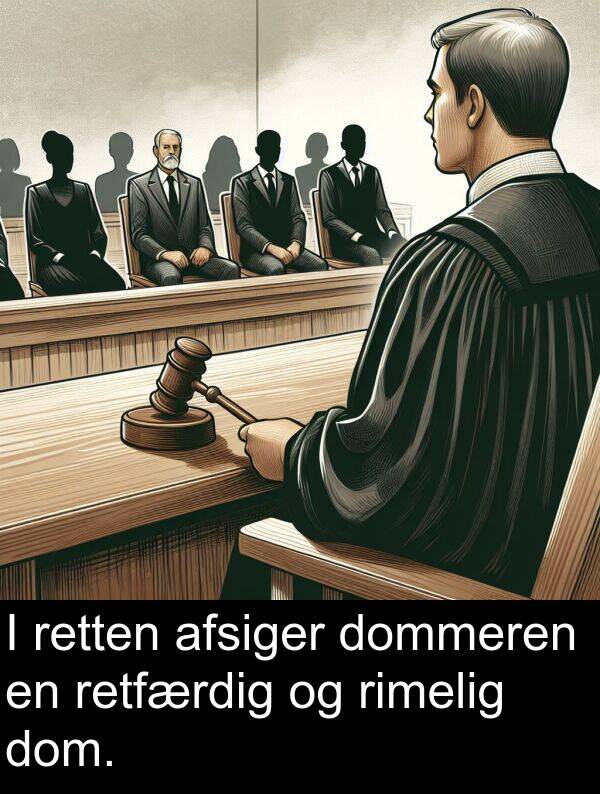 dommeren: I retten afsiger dommeren en retfærdig og rimelig dom.